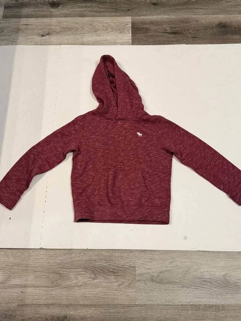 Abercrombie Kids Hoodie Youth 7/8 Burgundy Fleece Pullover Kangaroo Pocket